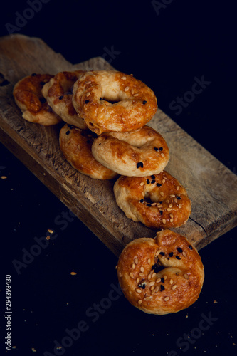 homemade pastry products on rustic background photo