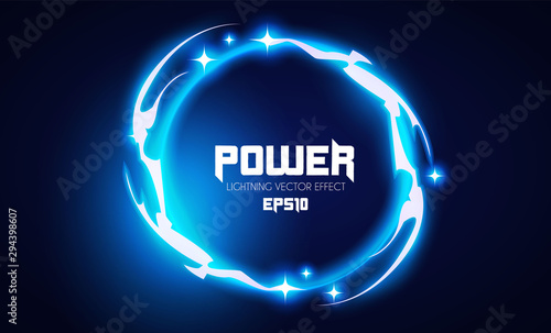 Abstract lightning shining banner. Power design. Electric light. Neon Storm.