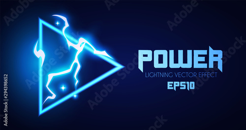 Abstract lightning shining banner. Power design. Electric light. Neon Storm.
