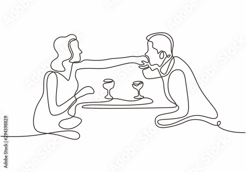 One line drawing of couple ...