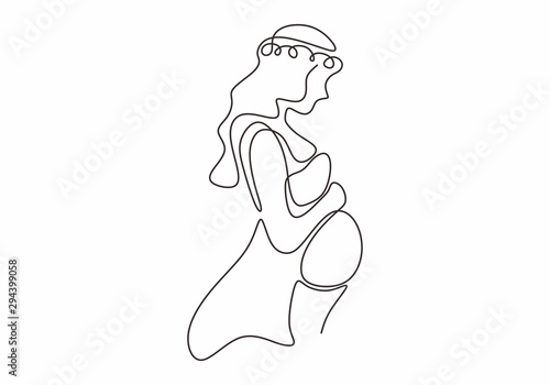 Continuous single line drawing of Happy pregnant woman, silhouette picture of mother. Vector illustration simplicity design.