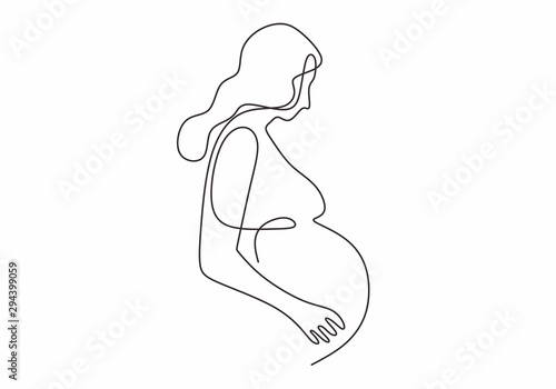 One line drawing of Happy pregnant woman, silhouette picture of mother. Vector illustration simplicity design.