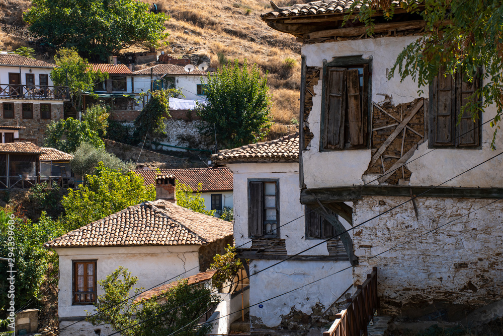 Fototapeta premium Historic Sirince houses. Old white houses.