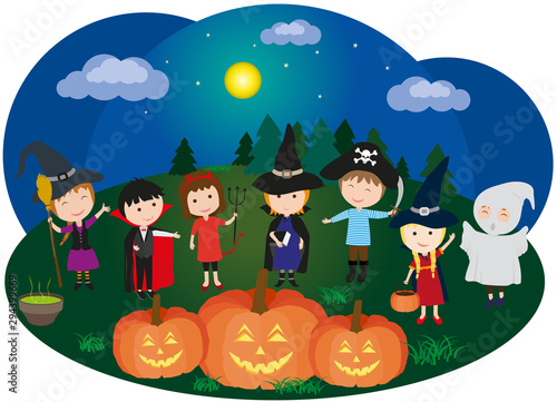Halloween party. Cute child...
