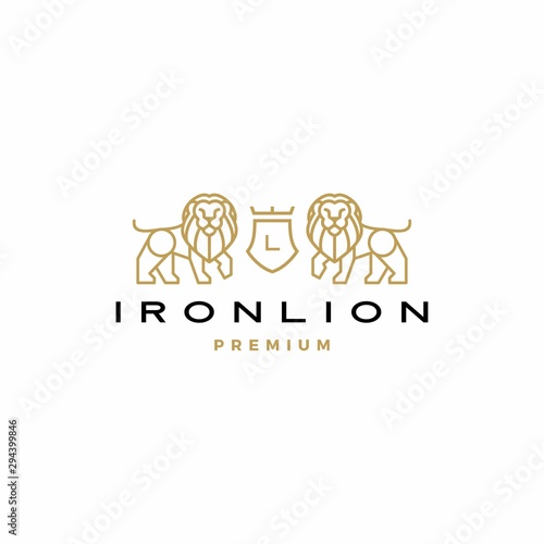 lion coat of arms logo vector icon illustration
