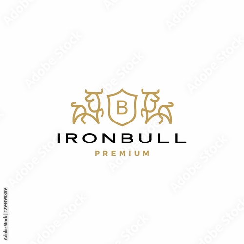 bull coat of arms logo vector icon illustration