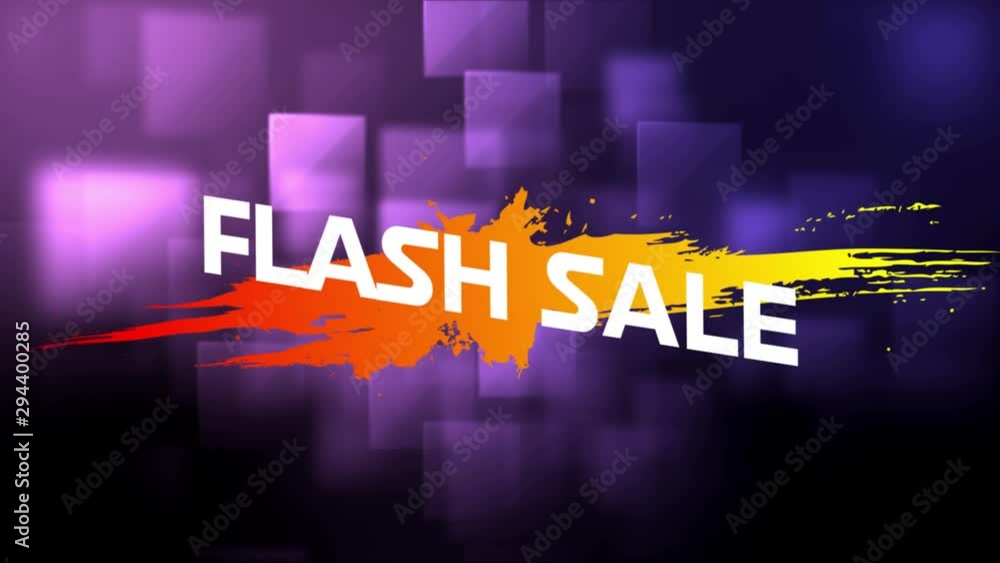 Flash sale graphic on purple background Flash sale graphic on purple background