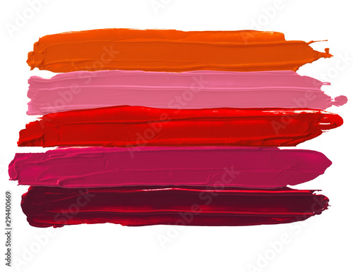 Shades of lipstick different tones color stroke for background with copy space