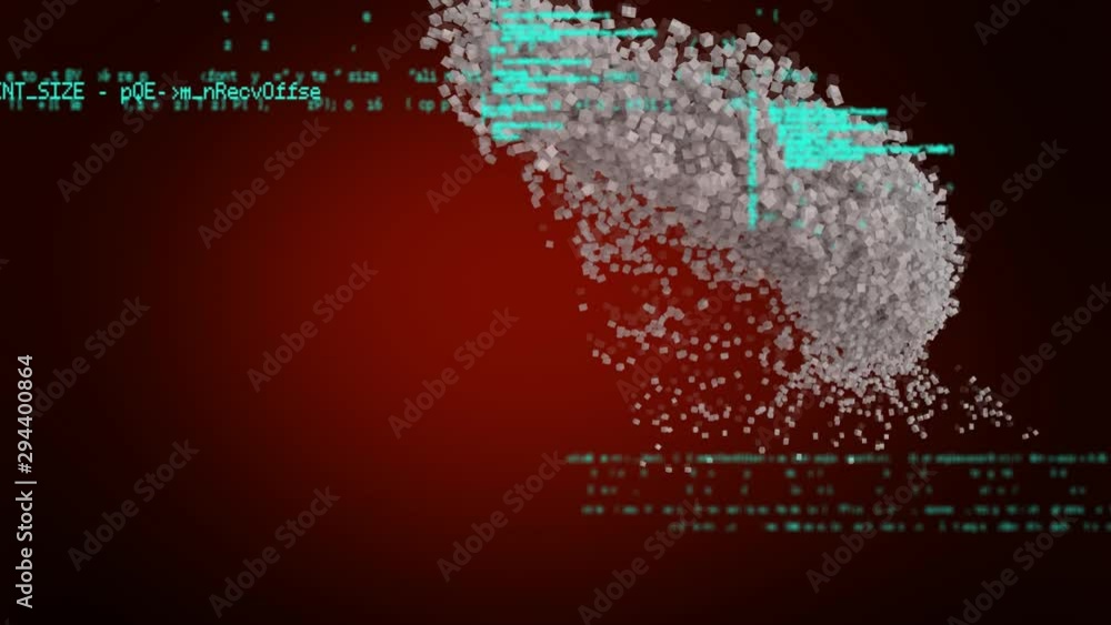 Moving human bust with data processing Moving human bust with data processing