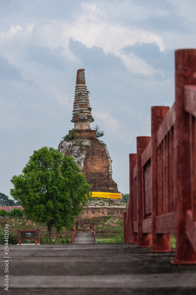 Pagoda and Old Temple in Ayutthaya Old Thai Capital