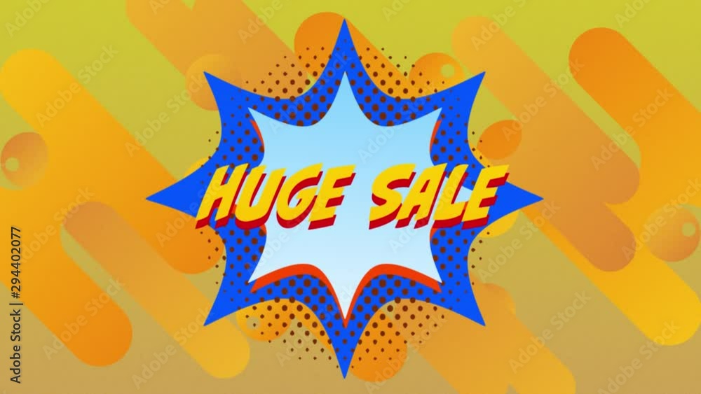 Huge Sale graphic in blue explosion on yellow background Huge Sale graphic in blue explosion on yellow background