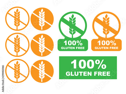 Vector gluten free symbols. White gluten free sign