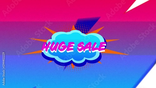 Huge SaleÂ graphicÂ on blue speech bubble with flashes photo