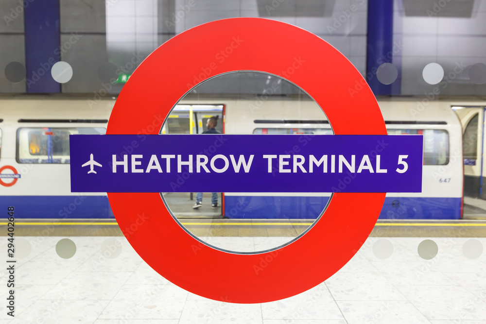 Underground Tube station London Heathrow Airport LHR Terminal 5 Photos |  Adobe Stock