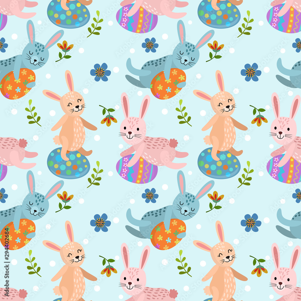 Obraz premium Rabbit with Easter egg seamless pattern