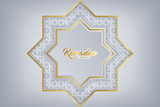 Ramadan Karem Islamic greetings, with 3d paper art style.