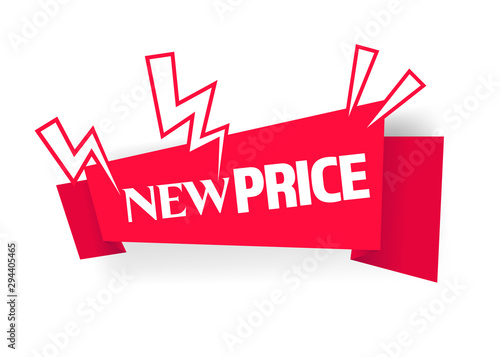 Offer red banner discount text store label text