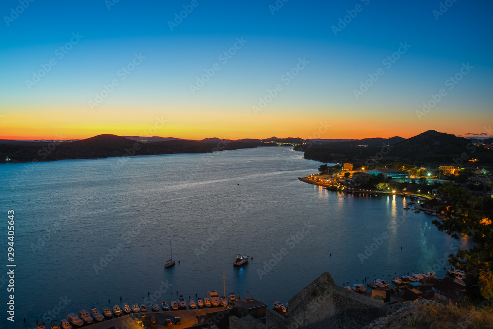 Grave near Saint Michael's Fort in Sibenik, Croatia between sunset and night. Grave near Saint Michael's Fort in Sibenik, Croatia between sunset and night.
