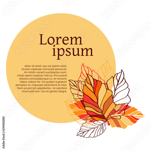 Vector autumn orange leaves with place for text