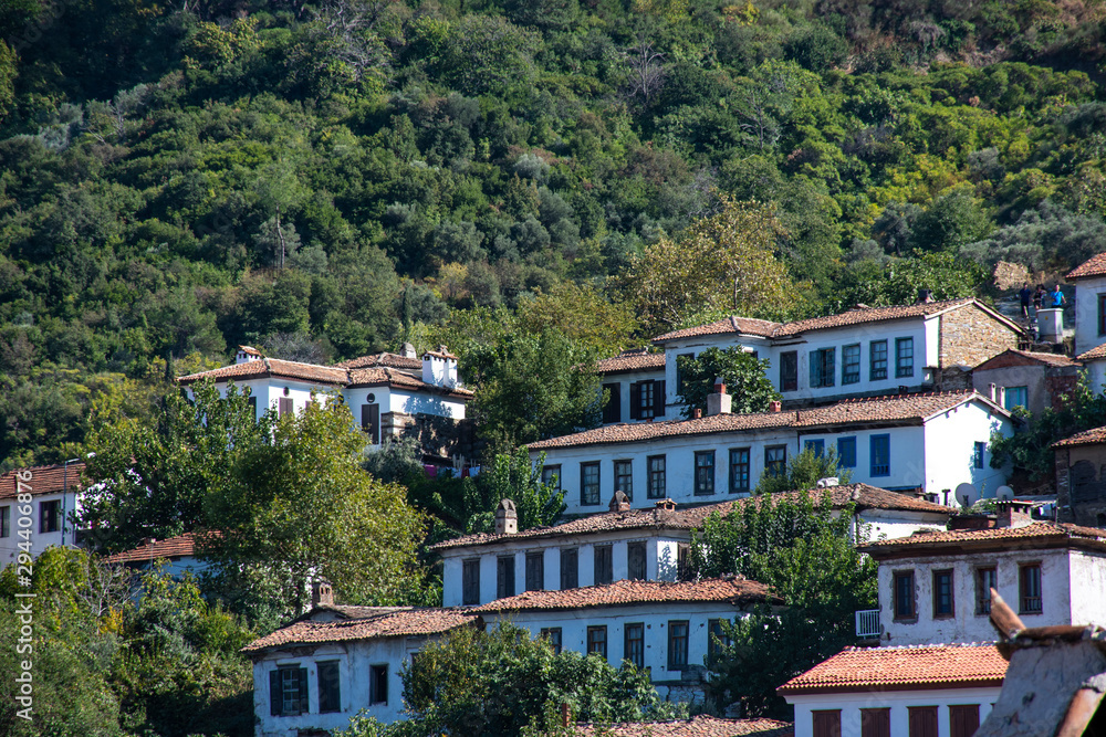 White houses on the hill. Sirince houses.