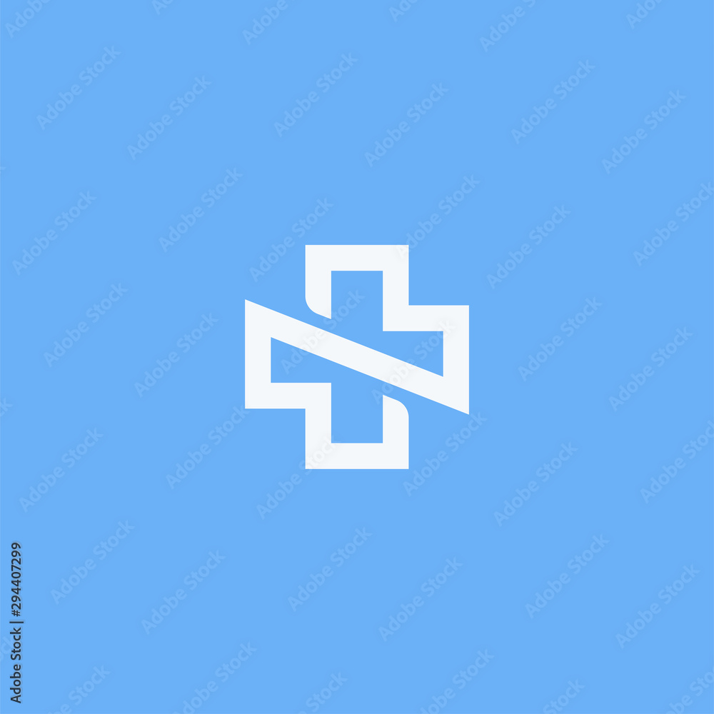 Obraz premium Cross plus medical health logo design icon vector template