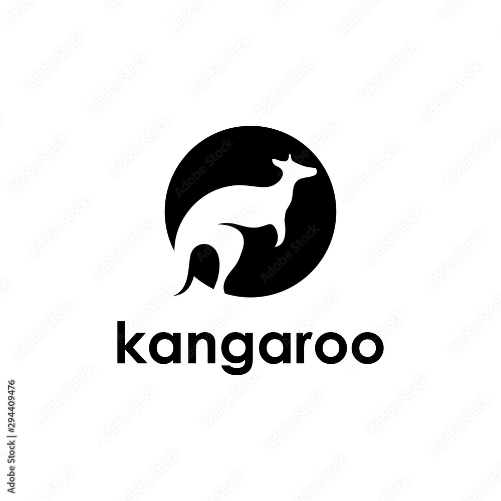 Fototapeta kangaroo animal vector logo design template.