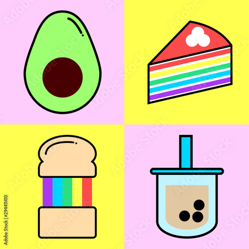 Trendy street foods included grilled rainbow cheese toast and crepe cake and avocado and bubble milk tea