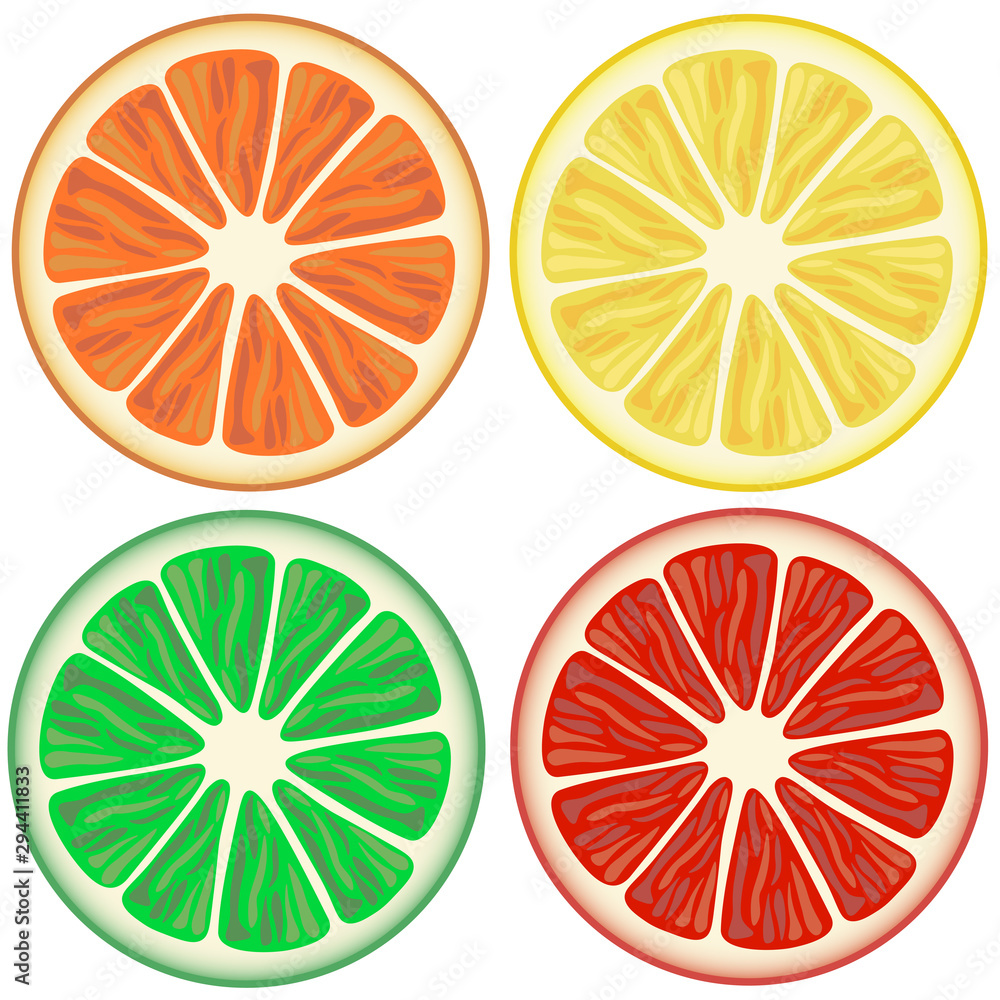 Obraz premium Colorful fruits. Illustration on white background for menu, restaurant, textiles, cards, invitations, website, banner, cafes, restaurants, coffee shops, catering.