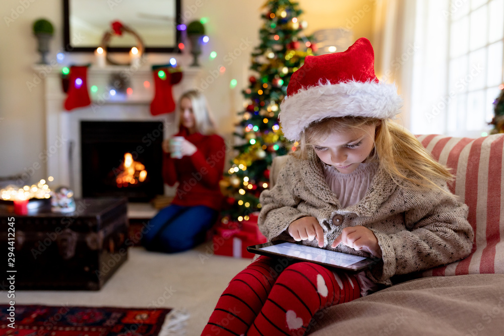 Family at home at Christmas time Family at home at Christmas time