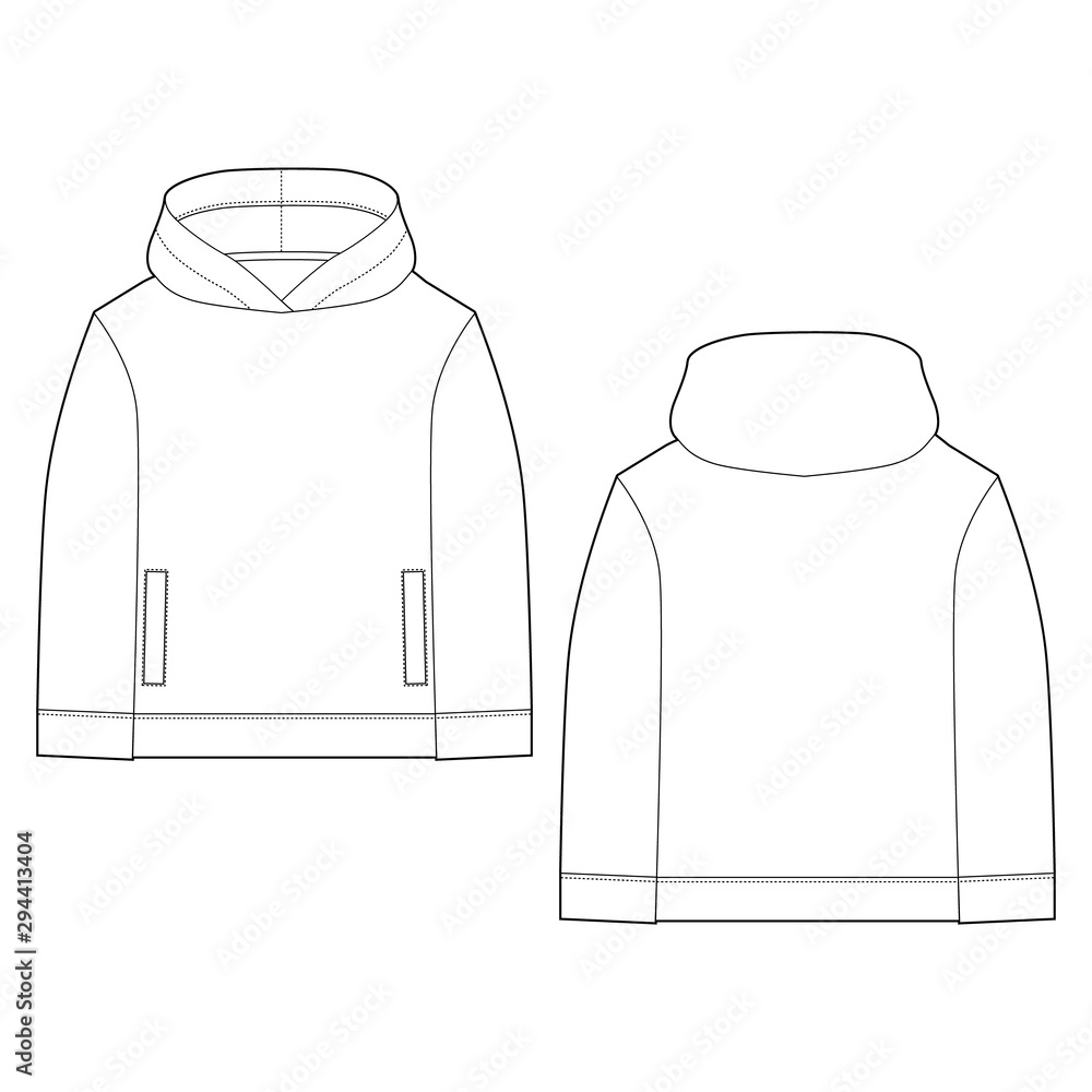 Sweatshirt fashion flat sketch vector template front and back views. Stock  Vector | Adobe Stock