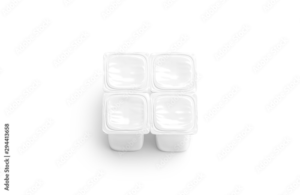 Blank four white yogurt box mock up , top view Blank four white yogurt box mock up , top view