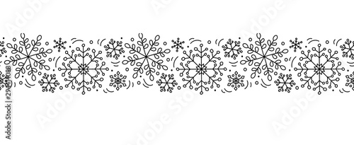 Vector Christmas monoline scandinavian seamless pattern ornament new year fir tree and leaves. Winter doodle xmas background for children holiday textile, wallpaper