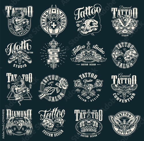 Vintage tattoo salon emblems