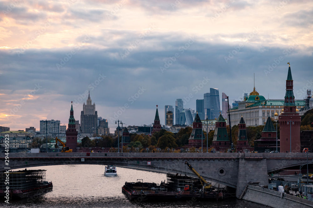 Moscow view on Kremlin at evening light. Natural view