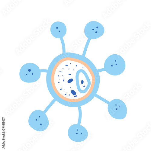 Bacterias cell Vector illustartion in doodle style