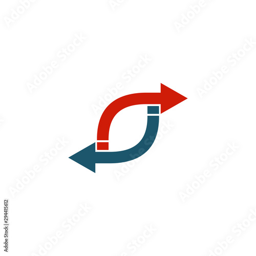 Rotating, circular, cyclic arrows. Spin, twist, rotation, change, sync, synchronization, reverse, refresh, swap, update concept. Vector illustration