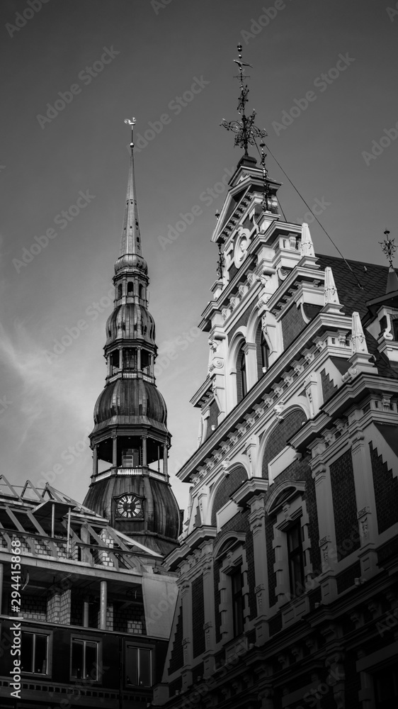 St. Peters church and the house of Blackheads in Riga old town