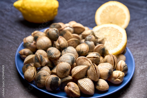 view of fresh cockles on a plate