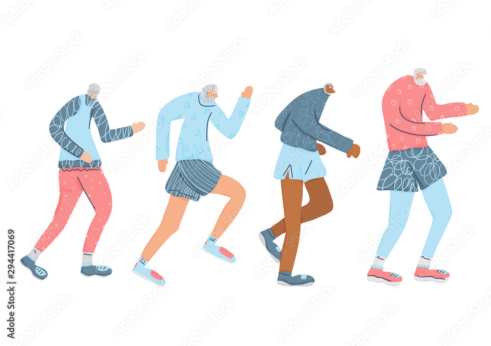 Obraz premium Runner. Old person jogging isolated. Vector design