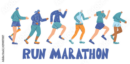 Runners group Different persons Vector flat design