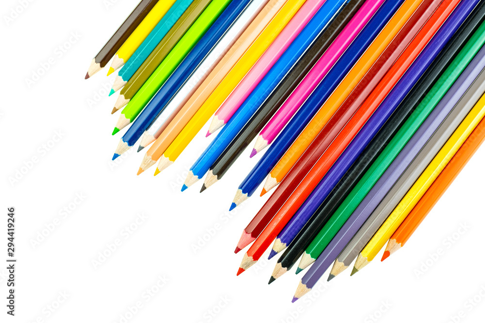 Collection of crayon de couleur for drawing at white background Collection of crayon de couleur for drawing at white background