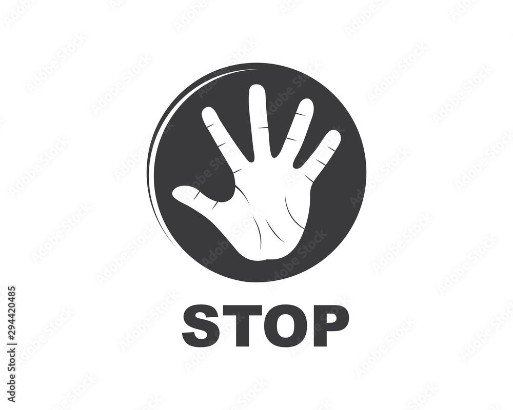 Hand stop and denied vector icon illustration design Hand stop and denied vector icon illustration design