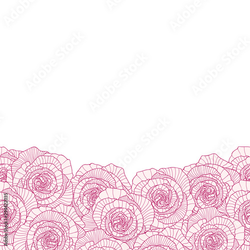 Seamless bottom border made of rose flowers