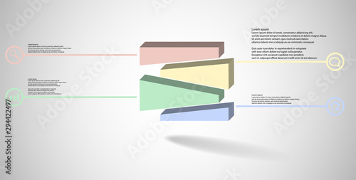 3D illustration infographic template with embossed cube randomly divided to three moved parts