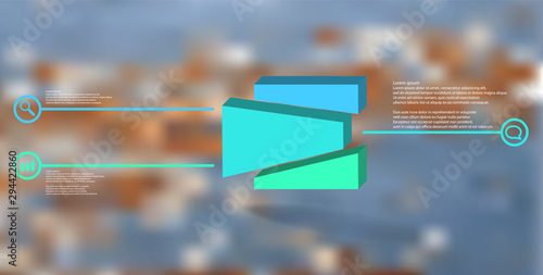 3D illustration infographic template with embossed cube randomly divided to three moved parts