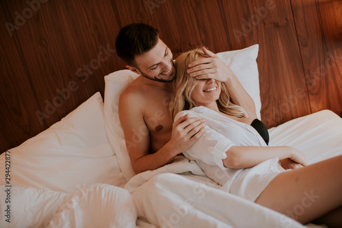 Loving couple having fun in...