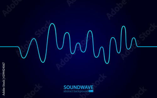 Soundwave vector abstract background. Music radio wave. Sign of audio digital record, vibration, pulse and music soundtrack.