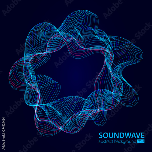Soundwave vector abstract background. Music radio wave. Sign of audio digital record, vibration, pulse and music soundtrack.
