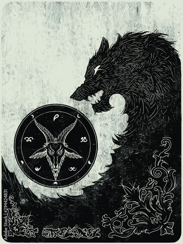 black wolf ink illustration graphic design resource