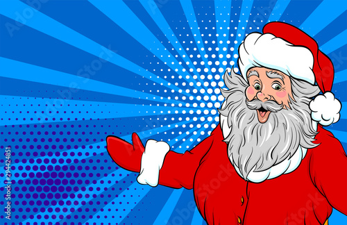 Funny old Santa pop art style show place text